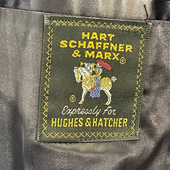 Hart Schaffner & Marx Silver Trumpeter Cashmere Overcoat Men's XL Navy FLAWED - Picture 6 of 16